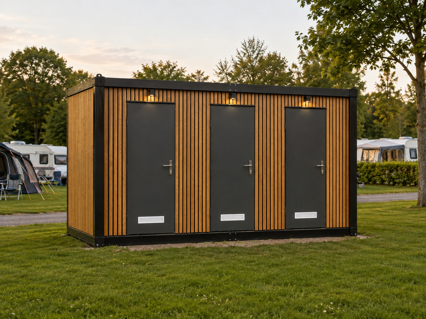 sanitair unit groot op camping