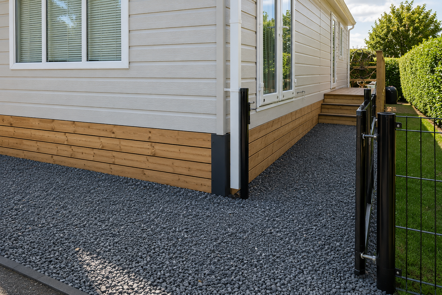 Houten onderafzetting voor stacaravan of chalet van Douma Outdoor Living