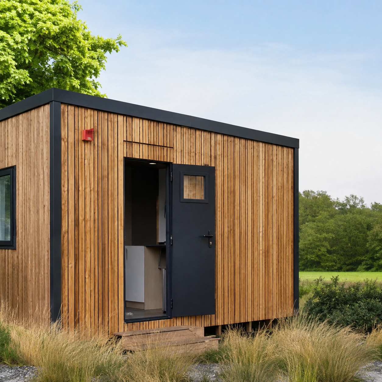 Houten privé sanitair unit voor camping of vakantiepark